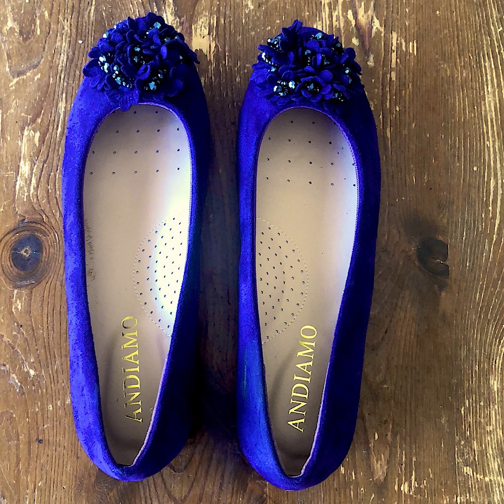 Purple suede flats